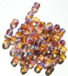 50 6mm Faceted Two-Tone Topaz & Purple AB Beads